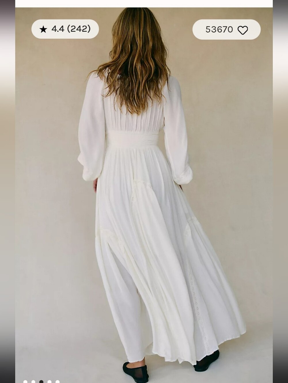 Free People White Boho Maxi Dress with Smocked Waist - Picture 13 of 13